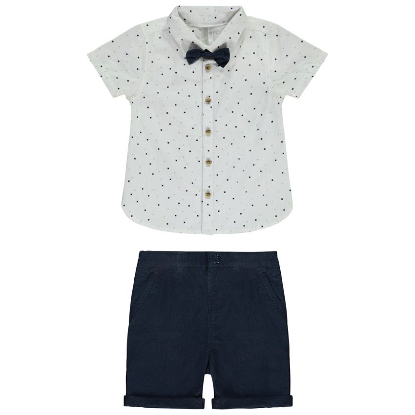 Ensemble court 2 pièces avec nœud papillon pour bébé garçon - Bleu marine