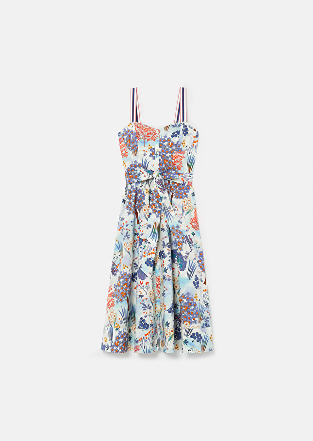 Robe Raquelinableue imprimée fleuri en popeline