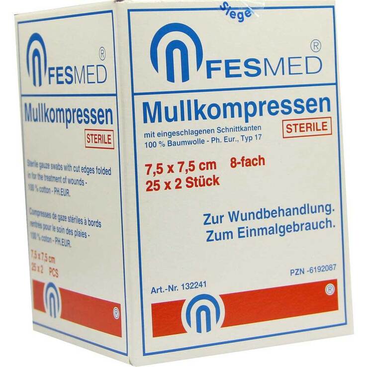 Mullkompressen ES 7,5x7,5 cm steril 8-fach, 25X2 St