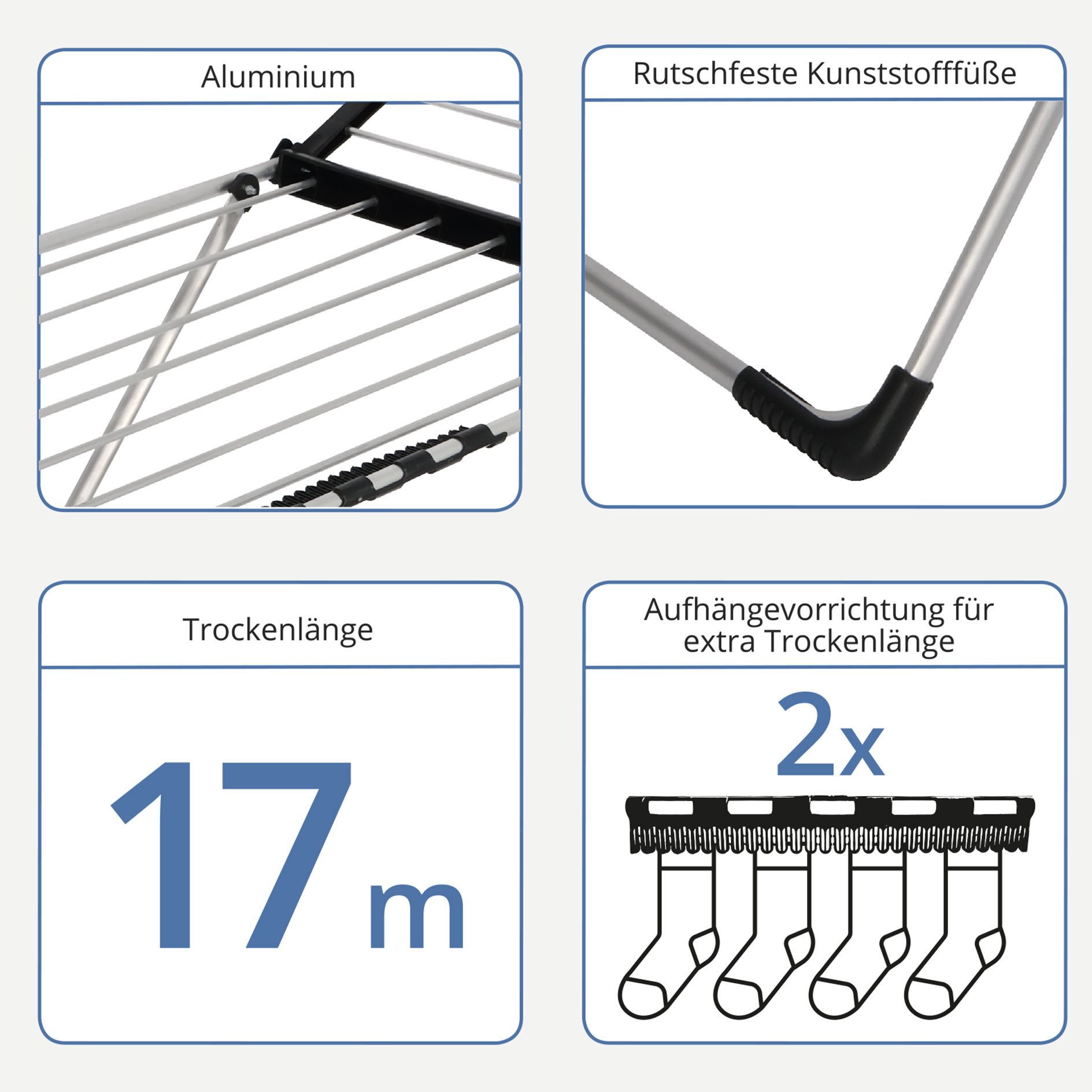 MICHELINO Flügeltrockner - alu-schwarz - Klappmechanismus