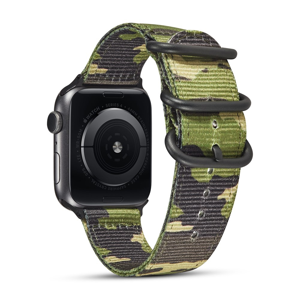 Apple Watch (49/46/45/44 mm) Nylon Armband mit Dornschliesse (Gelenkumfang 170mm - 227mm) - Camouflage (Dunkelgrün)