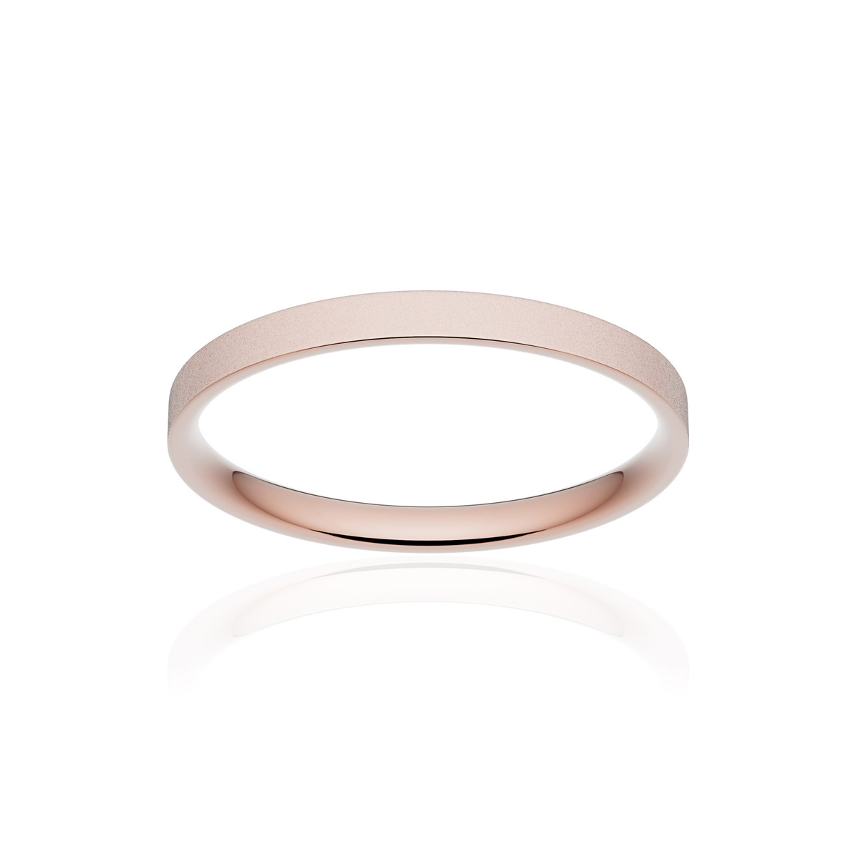 Alliance or 375 rose sablé ruban plat confort 2mm