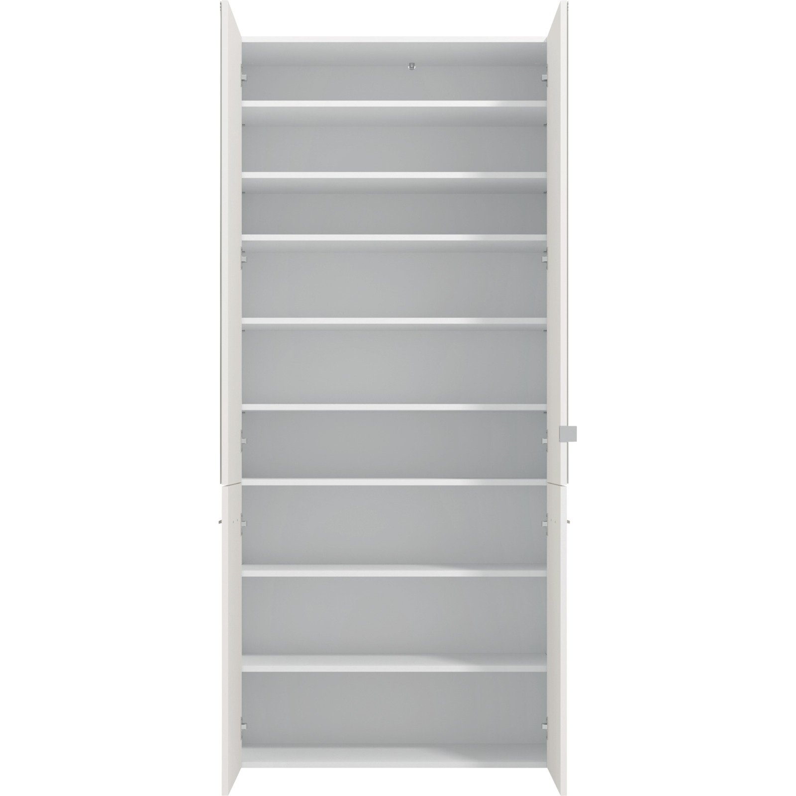 Schuhschrank Menorca Dekor Eiche weiss 89,5 x 199 x 37,5 cm, mit Spiegel