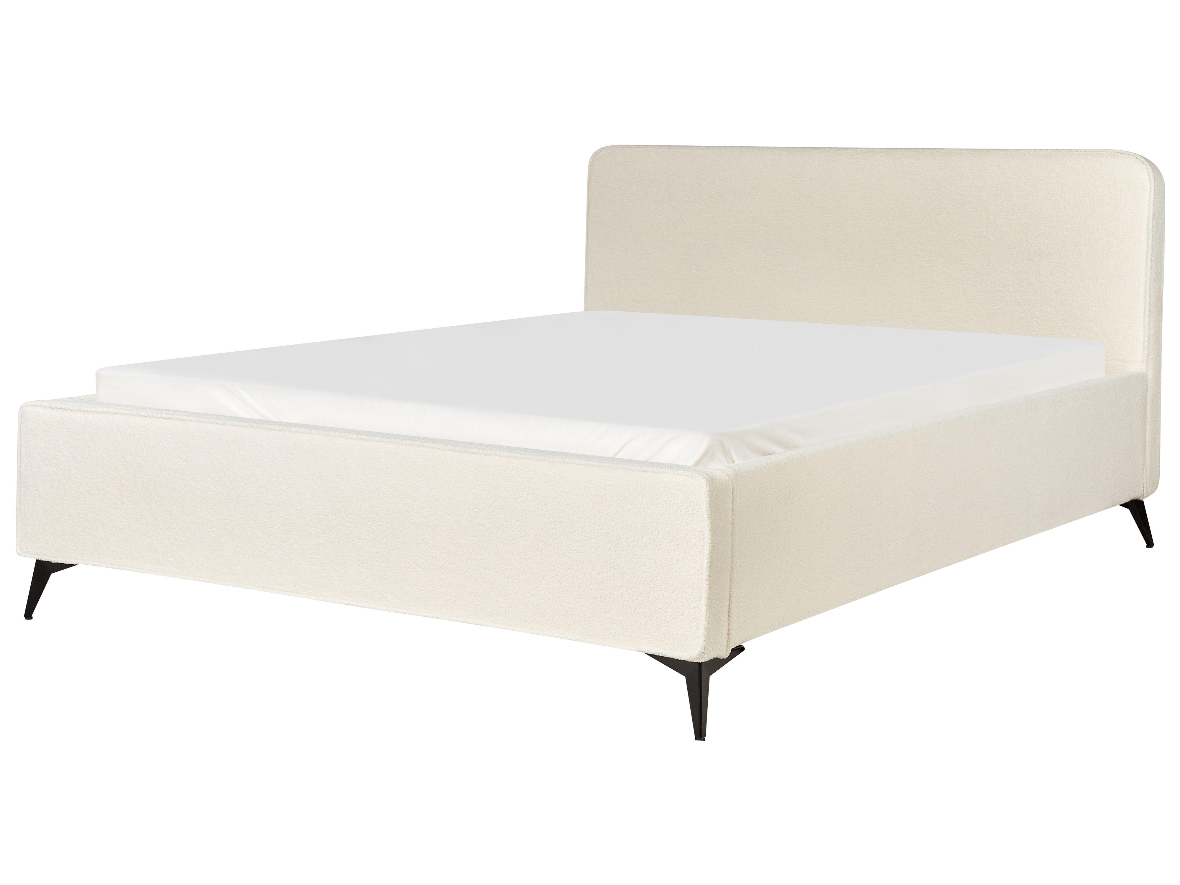 Bed Bouclé VALOGNES 180 x 200 cm Gebroken wit