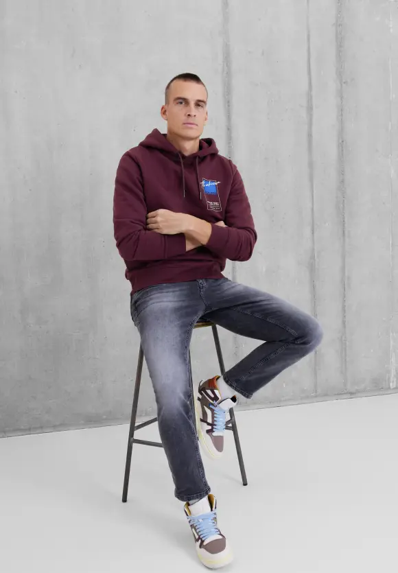Sweatshirt mit Kapuze - burgundy red