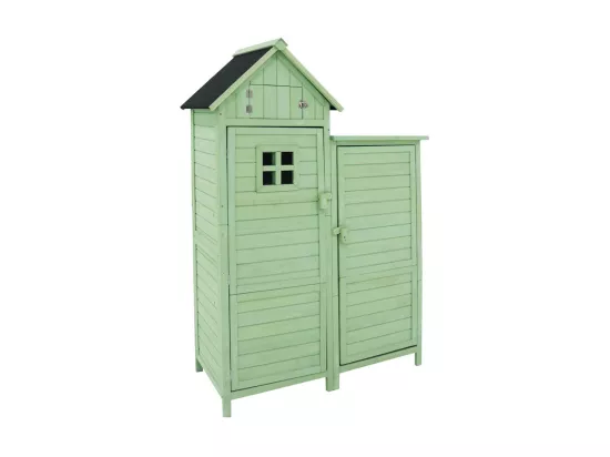 Abri de jardin en bois de sapin - remise à outils avec 2 étagères intégrées - H 173 cm - toit imperméable en PVC - Vert