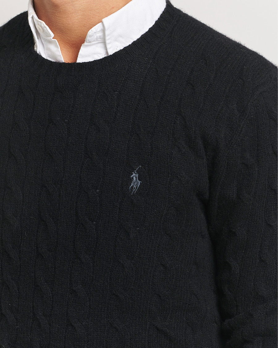 Polo Ralph Lauren Wool/Cashmere Cable Crew Neck Polo Black