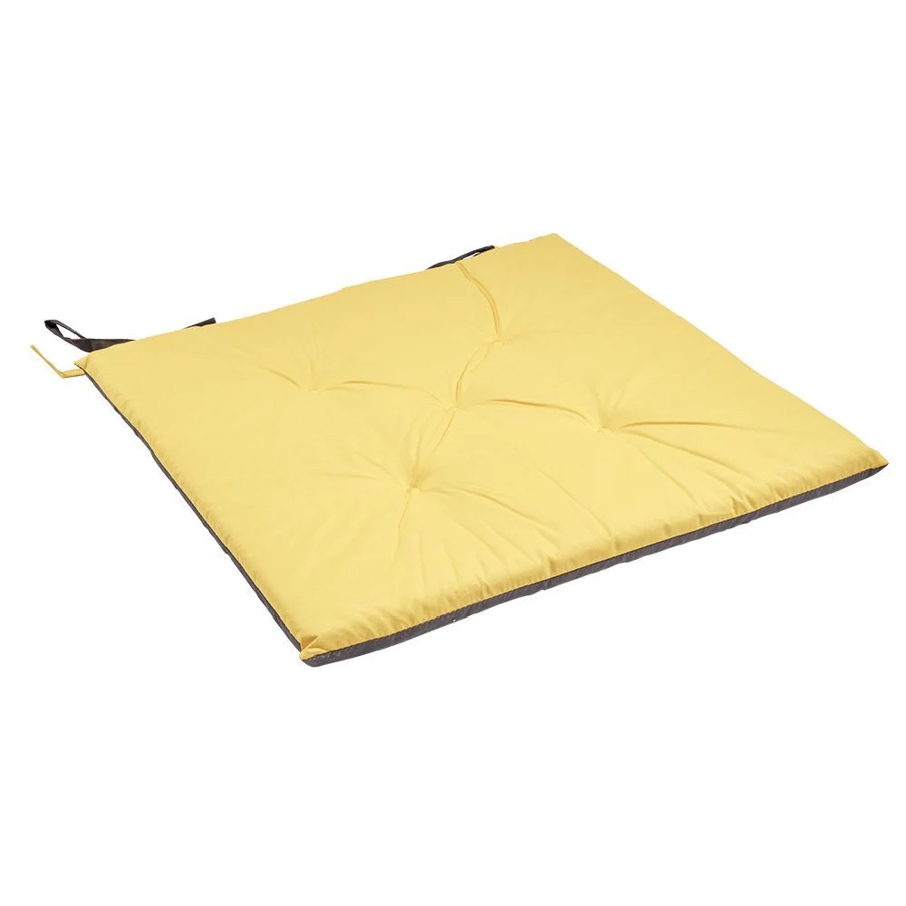 Galette de chaise de jardin réversible uni gris biface jaune