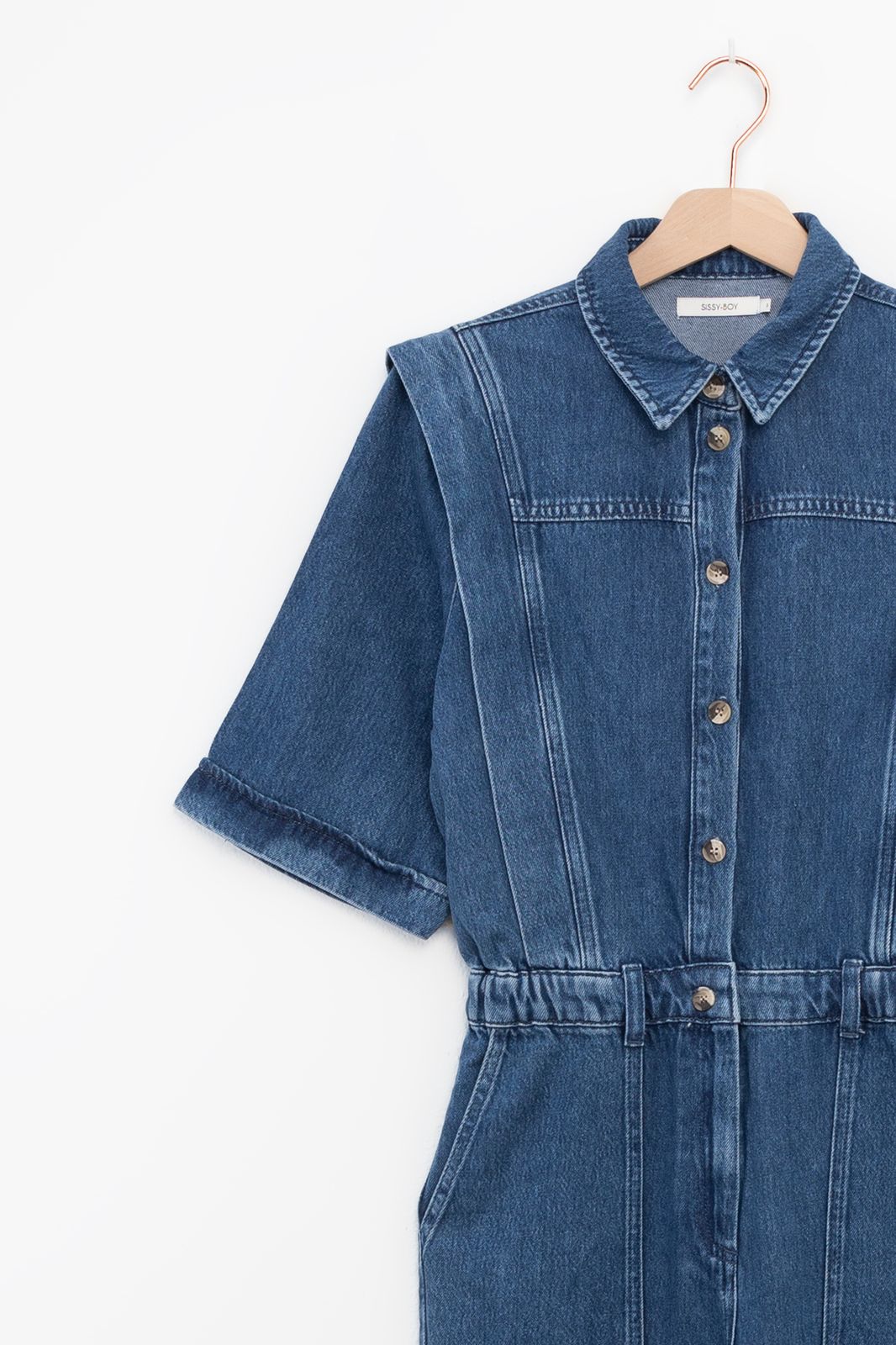 Donkerblauwe denim jumpsuit