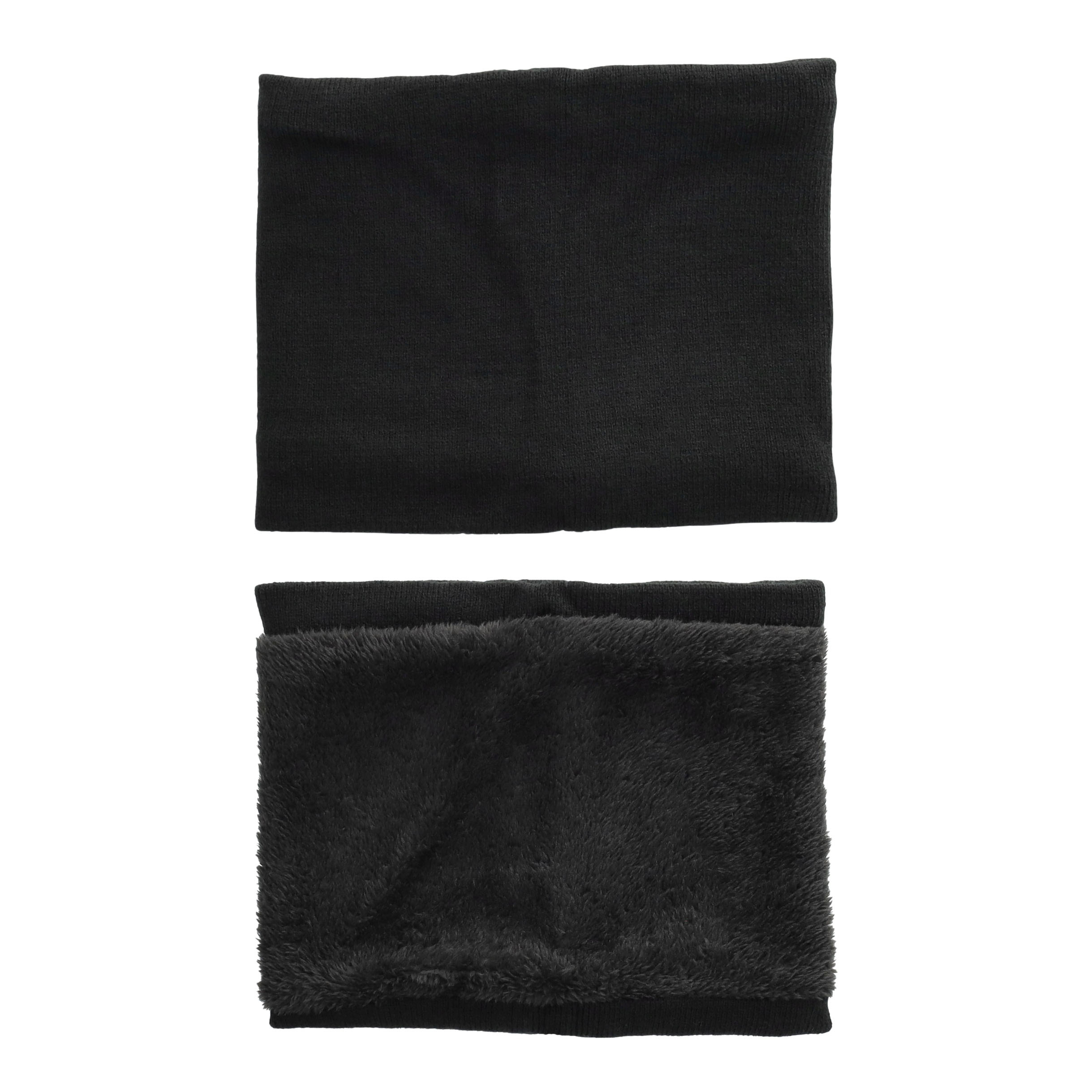 (3-tlg. Set) Unisex Winter Schlauch Schal / Mütze / Touchscreen Handschuhe (OneSize) - Schwarz