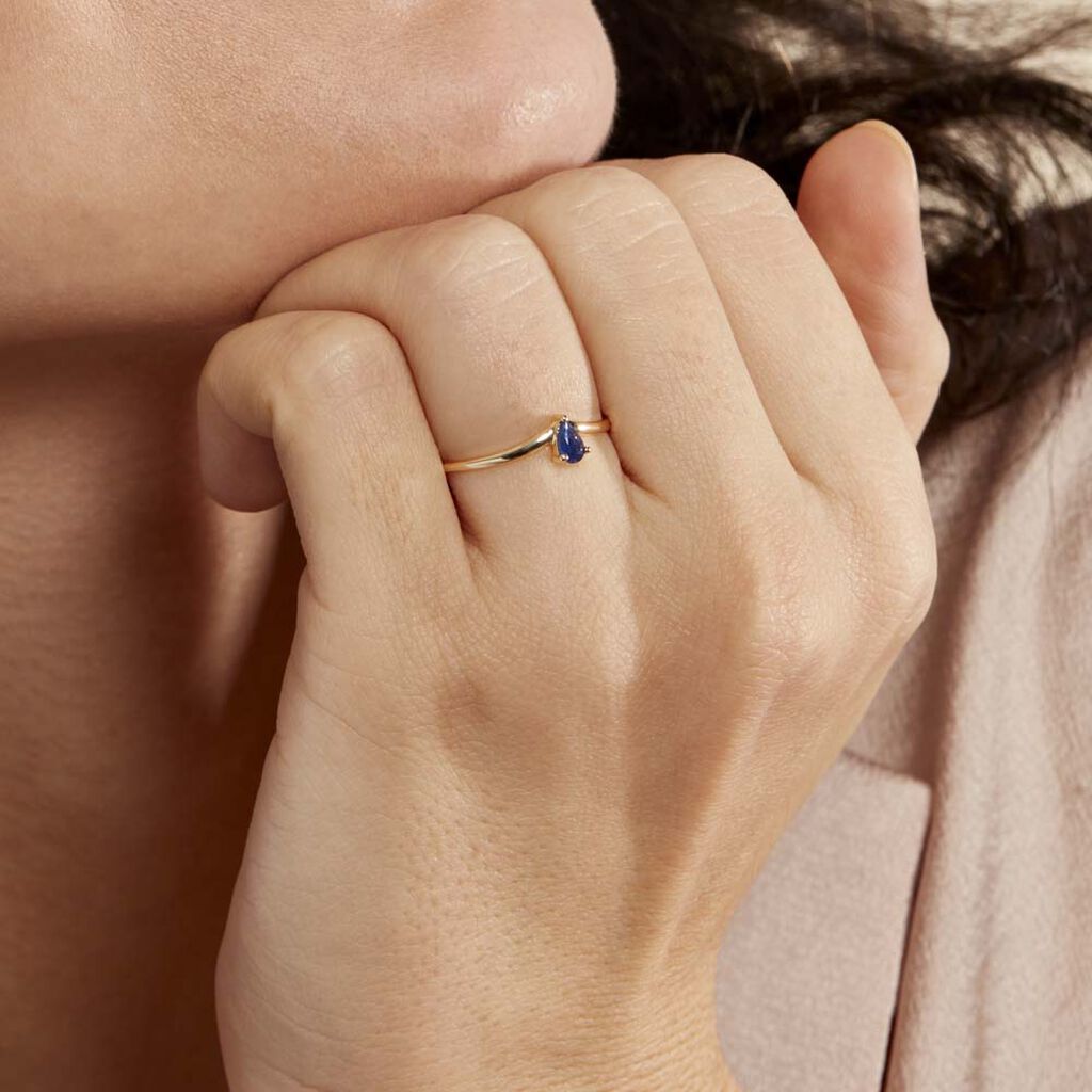 Bague Solitaire Goutte Or Jaune Saphir