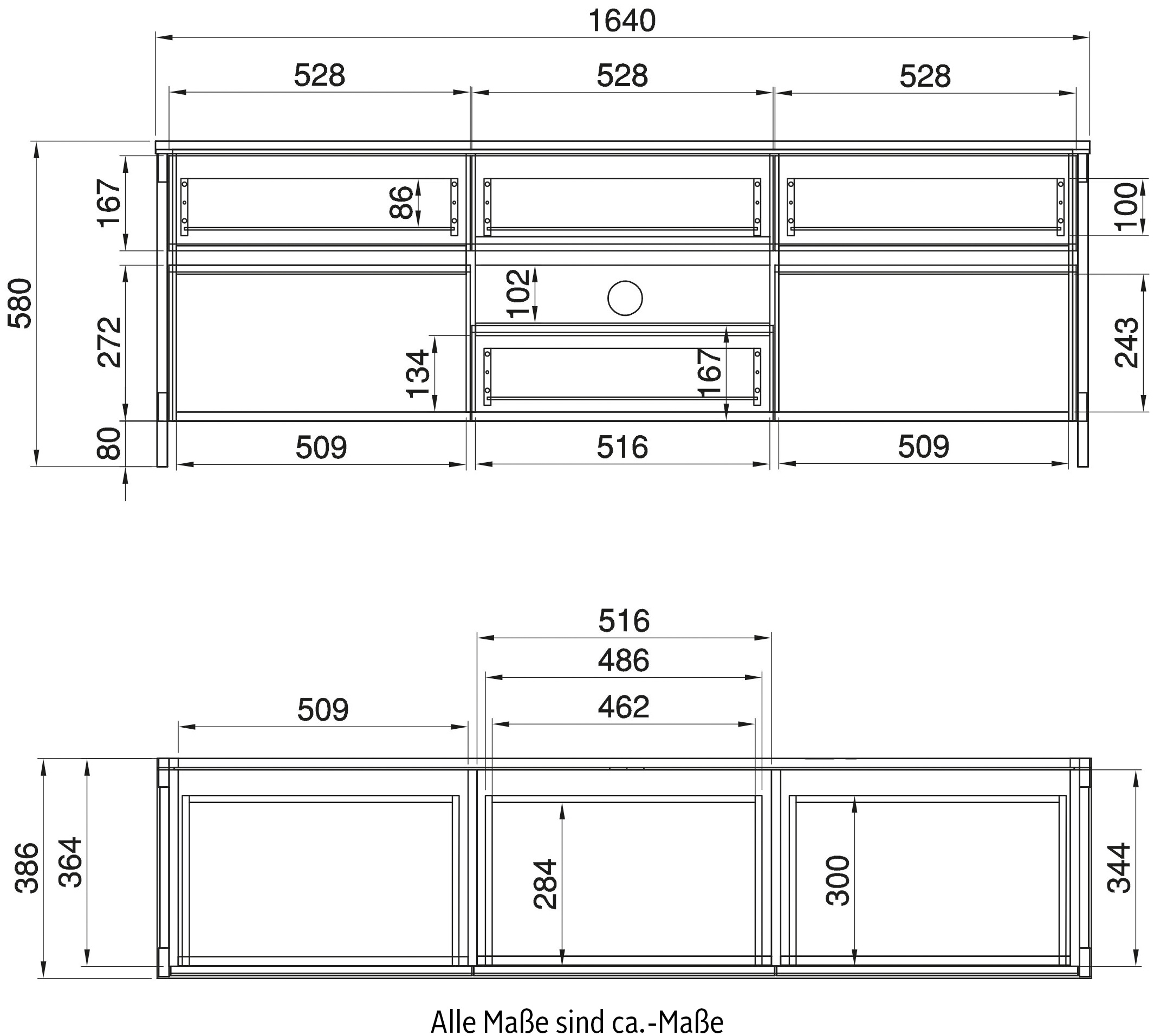 Home affaire TV-Schrank »Stranda, moderner TV-Unterschrank, Kommode im Scandi-Style, Lowboard« Rahmenoptik, ausreichend Stauraum, vielseitig einsetzbar, 164 cm breit