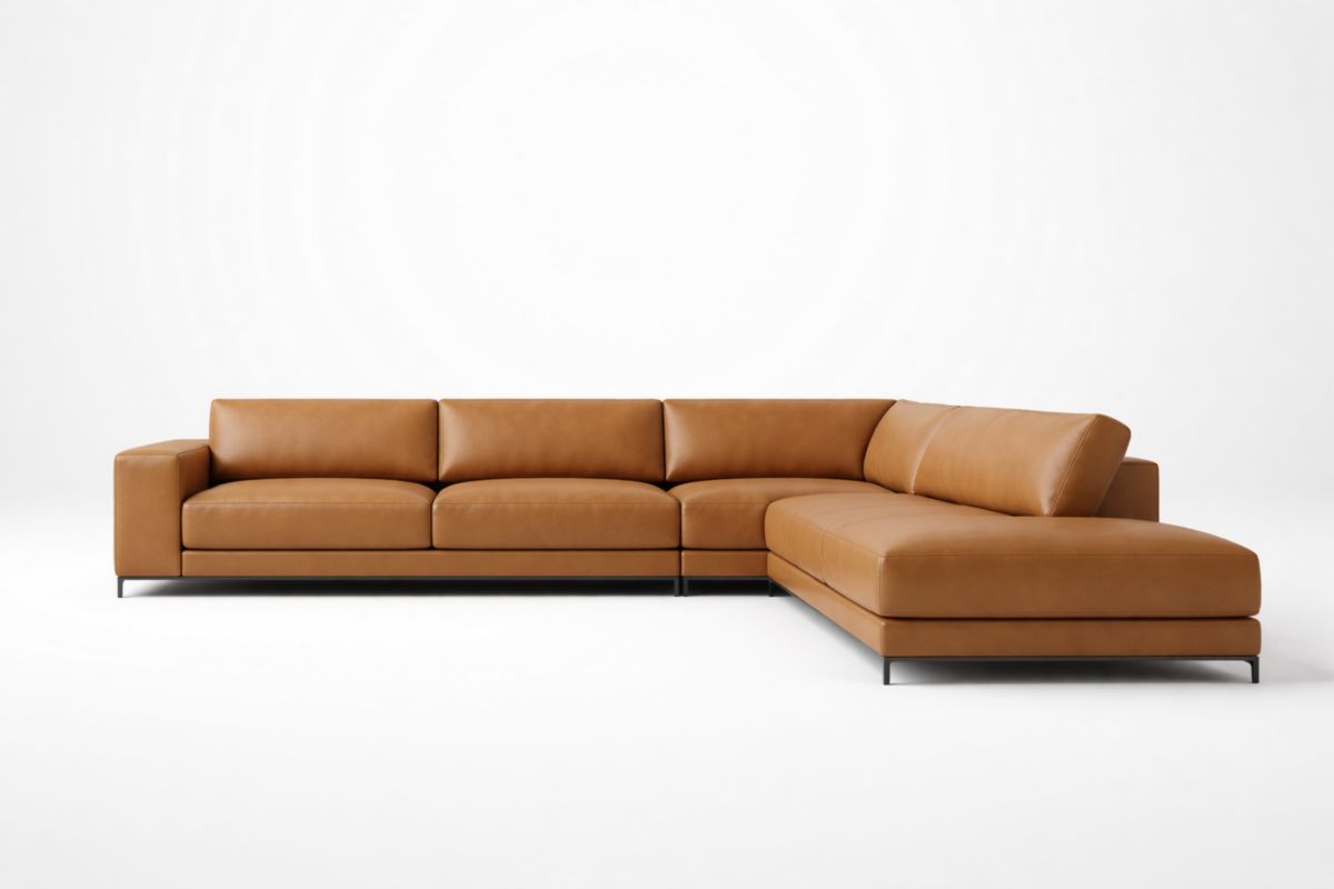 Ecksofa Leder Braun L-Form 300x200x80 cm