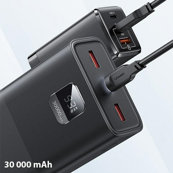 (65W) 30000mAh Powerbank Dual USB A / USB C Ladegerät inkl. USB C Ladekabel Power Delivery (ATXLOGTCTG01) - Schwarz