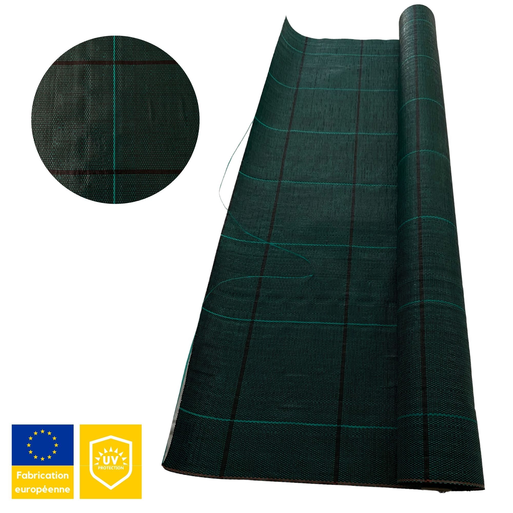 Toile hors sol - paillage verte 90 g/m² / 2.10 m x 25 m - pack 5 pièces