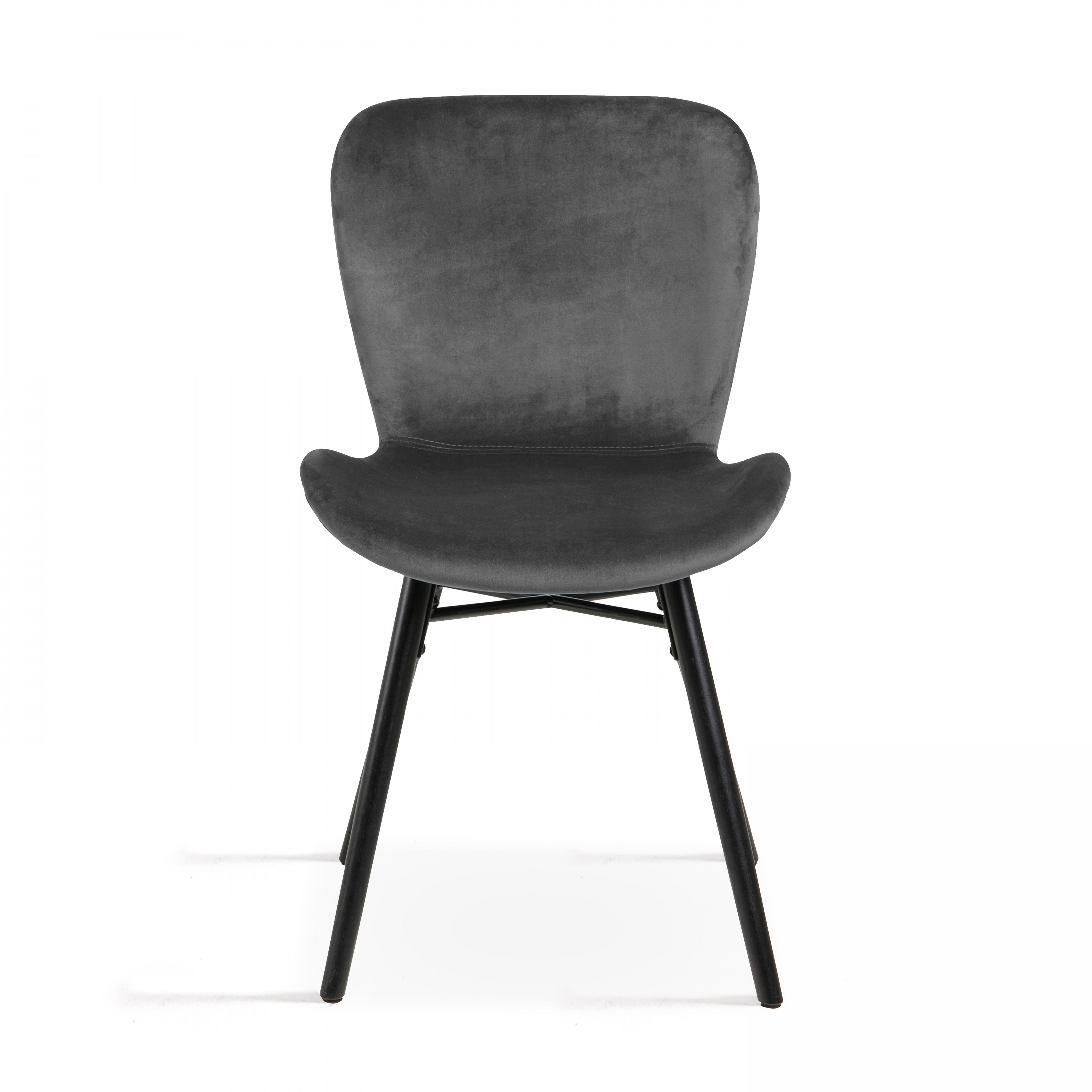 Lot de 2 chaises en velours gris anthracite