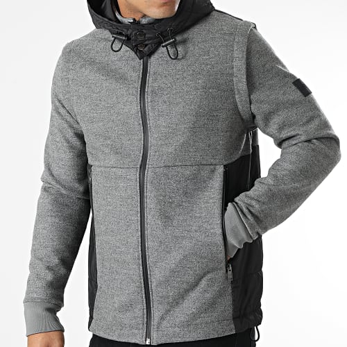 Veste Zippée Capuche 50458176 Gris Chiné Noir