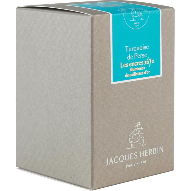 Encre 1670 à paillettes dorées - Turquoise de Perse