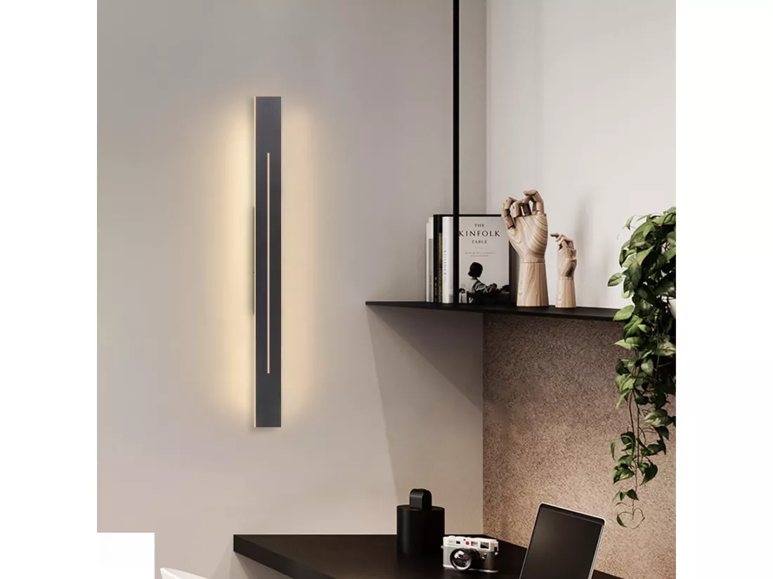 NETTLIFE Applique murale LED Intérieur - Lampe de couloir Moderne 60CM Lampe de salon 20W Lampe de couloir Chambre Noir