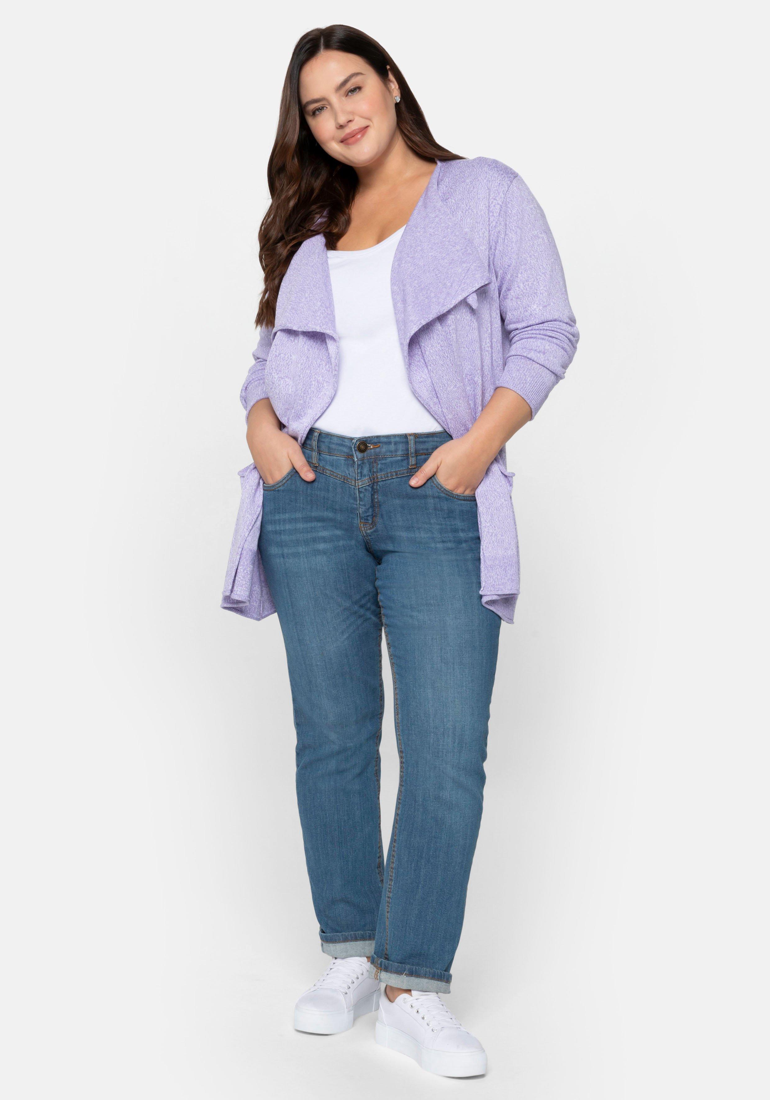 Longstrickjacke in offener Form