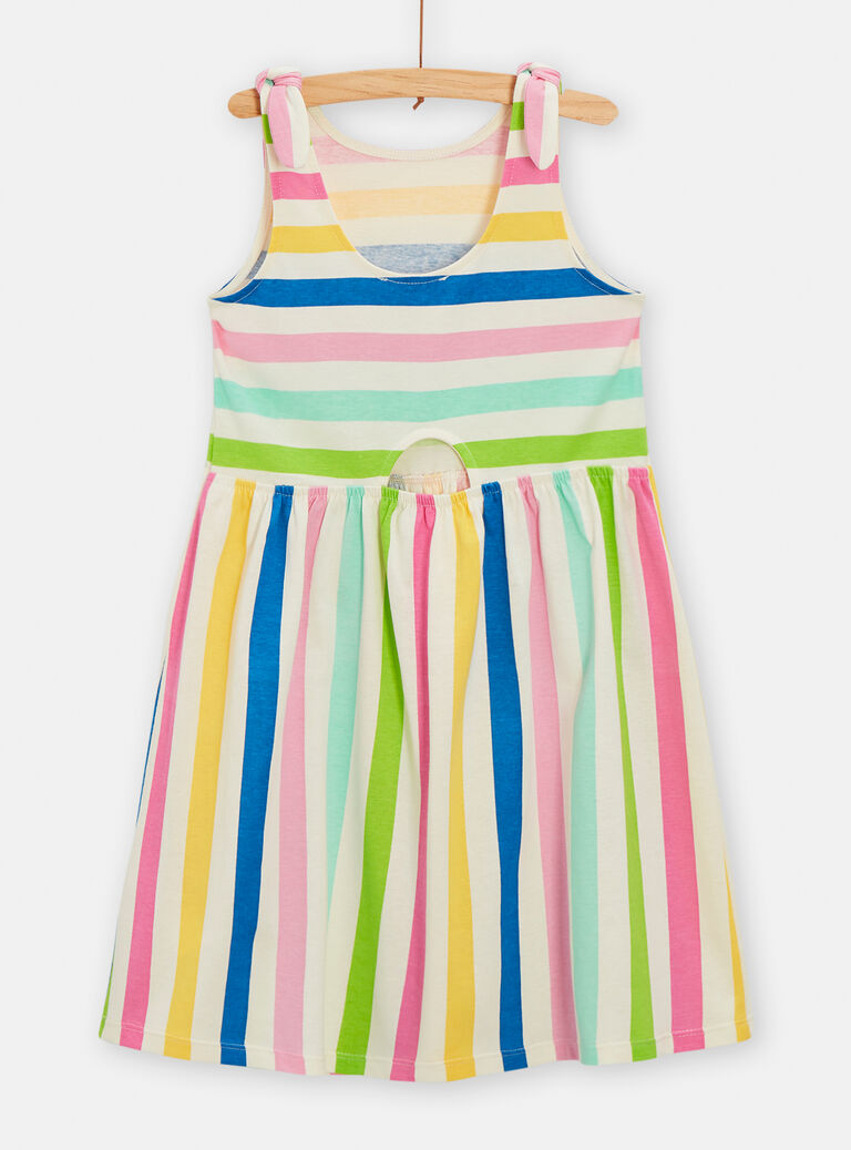 Robe imprimé rayures multicolores pour fille