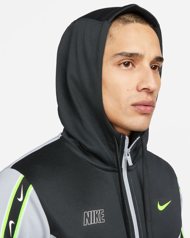 Sweat zippé à capuche Nike Repeat Gris & Jaune Fluo pour homme