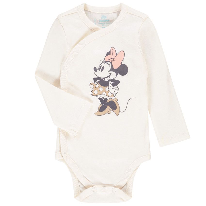 Lot de 3 bodies manches longues Minnie Disney en coton pour bébé fille - Rose