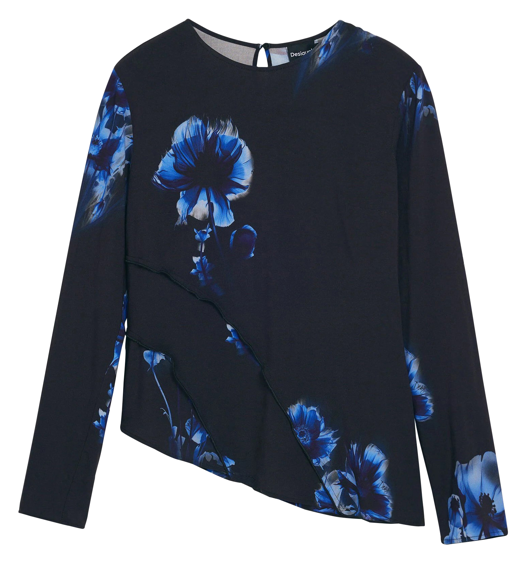 Tee-shirt col rond asymétrique | Noir