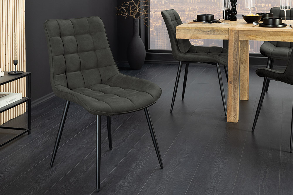 Design Stuhl ROADSTAR grau schwarze Metallbeine