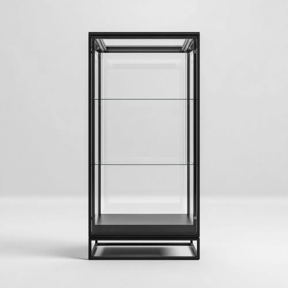 Vitrine aus Glas mit Metallrahmen 60x40x150 cm – Schwarz – Modernes Design