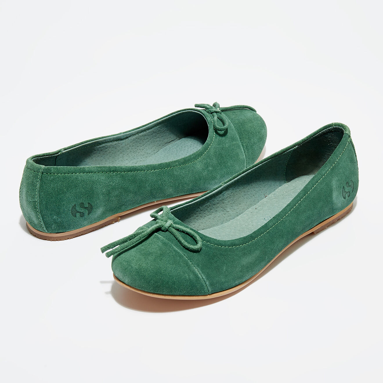 Superga Ballerines en cuir  vert forêt foncé