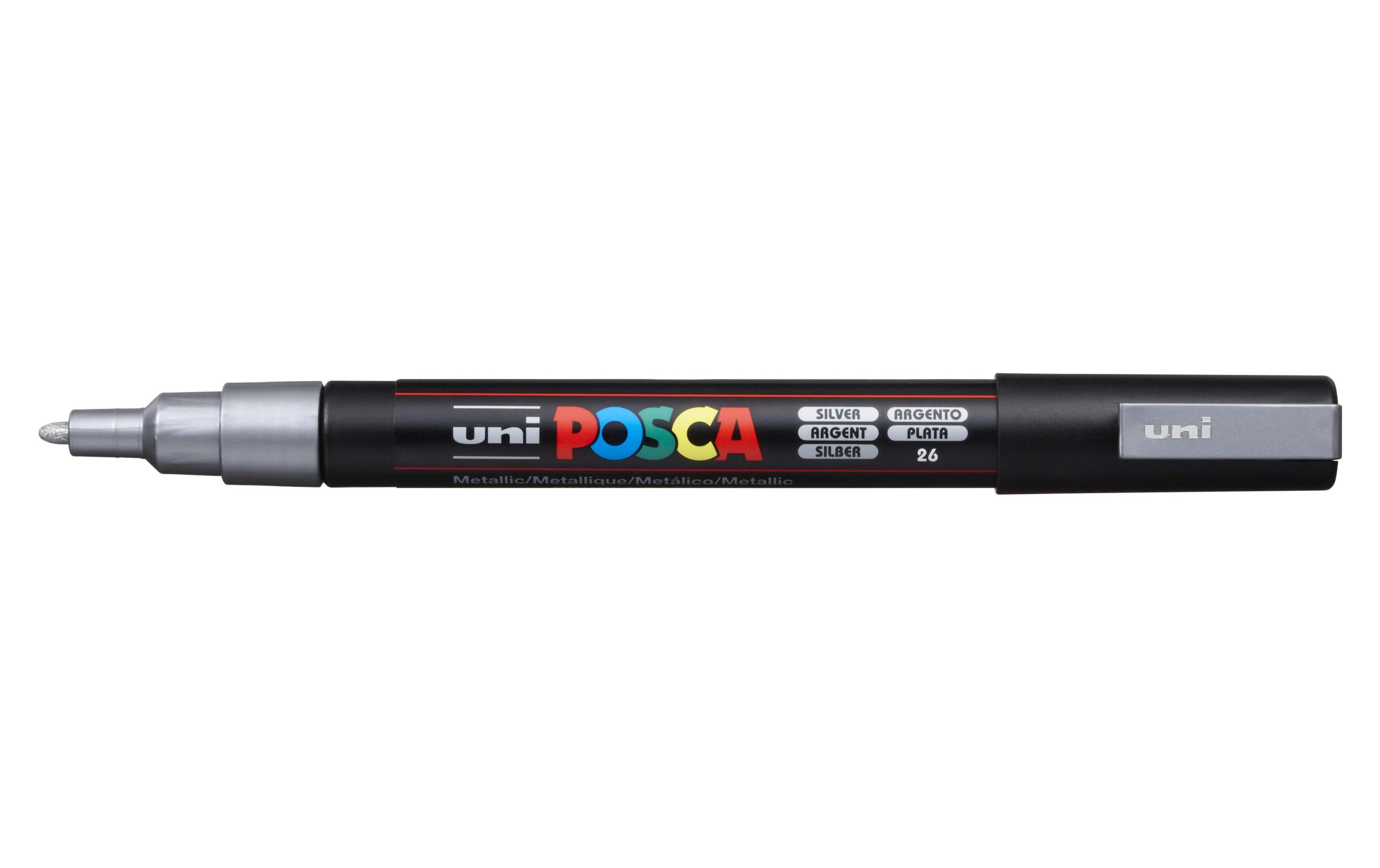 Permanent-Marker POSCA 0.9-1.3 mm SilberUniversell einsetzbarer Marker