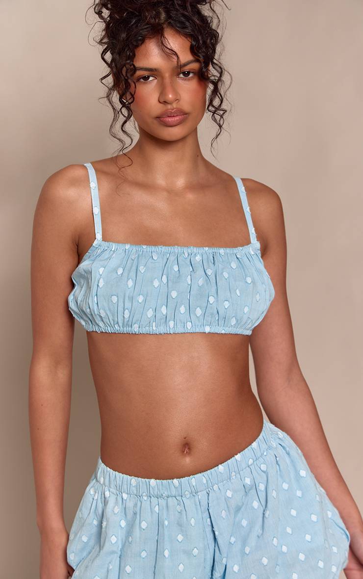 Bleu Layette Ensemble Coordonné Brassière En Coton À Pois
