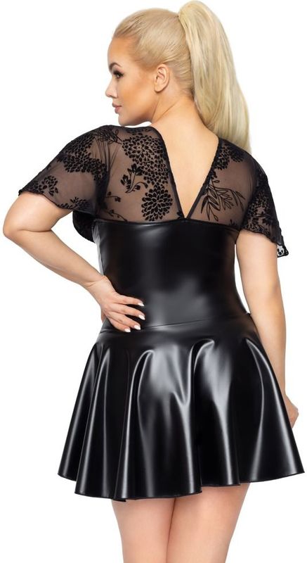 Noir Handmade Curves Kanten Mini Jurk - Zwart