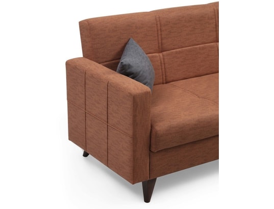 CONCEPT1 - Canapé lit Polya 3 places rouge carrelage 205 x 75 x h86