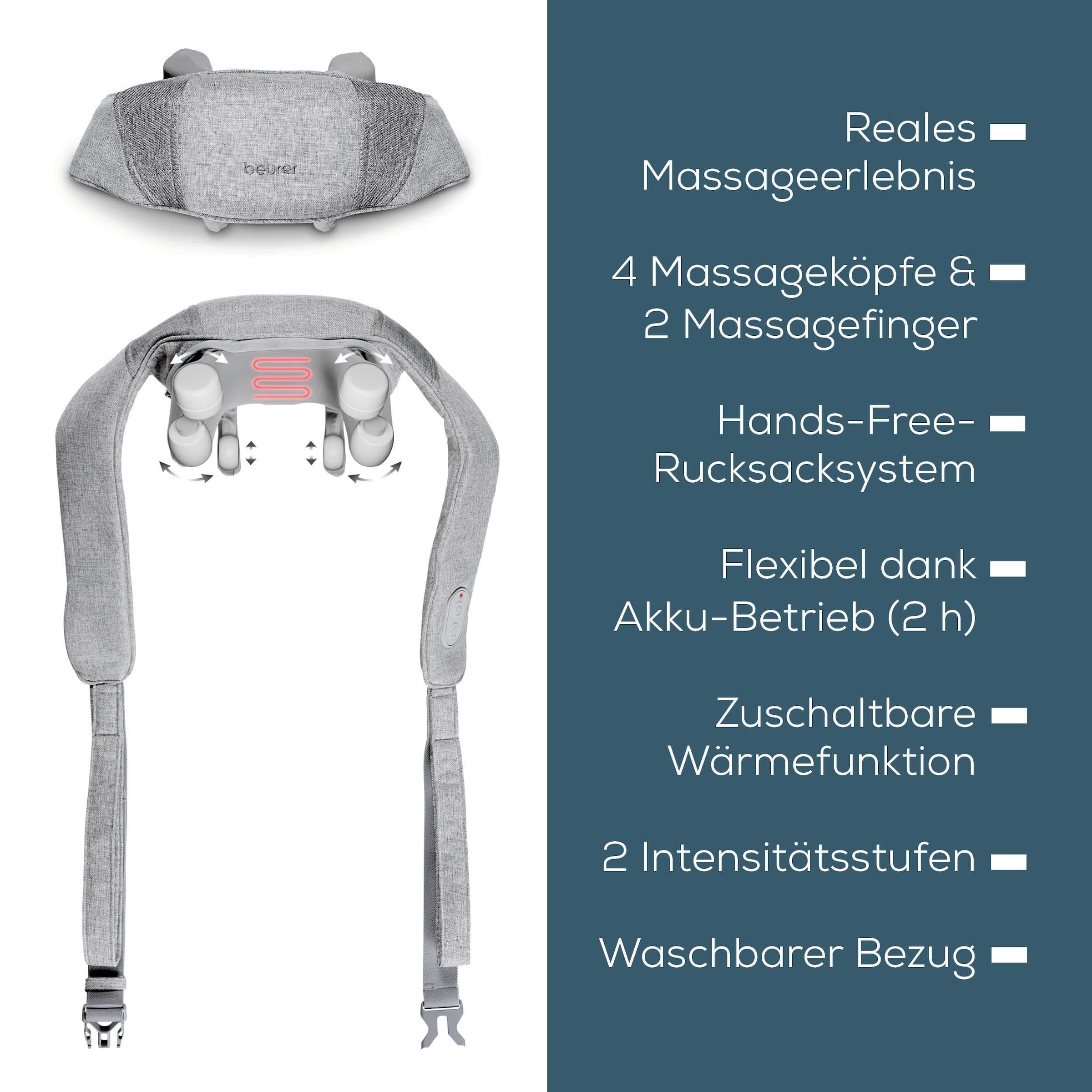 BEURER Nacken-Massagegerät »MG 154 mit Wärmefunktion, für Schultern und Nacken« der Wellnessmoment im Alltag, kabellose Nutzung