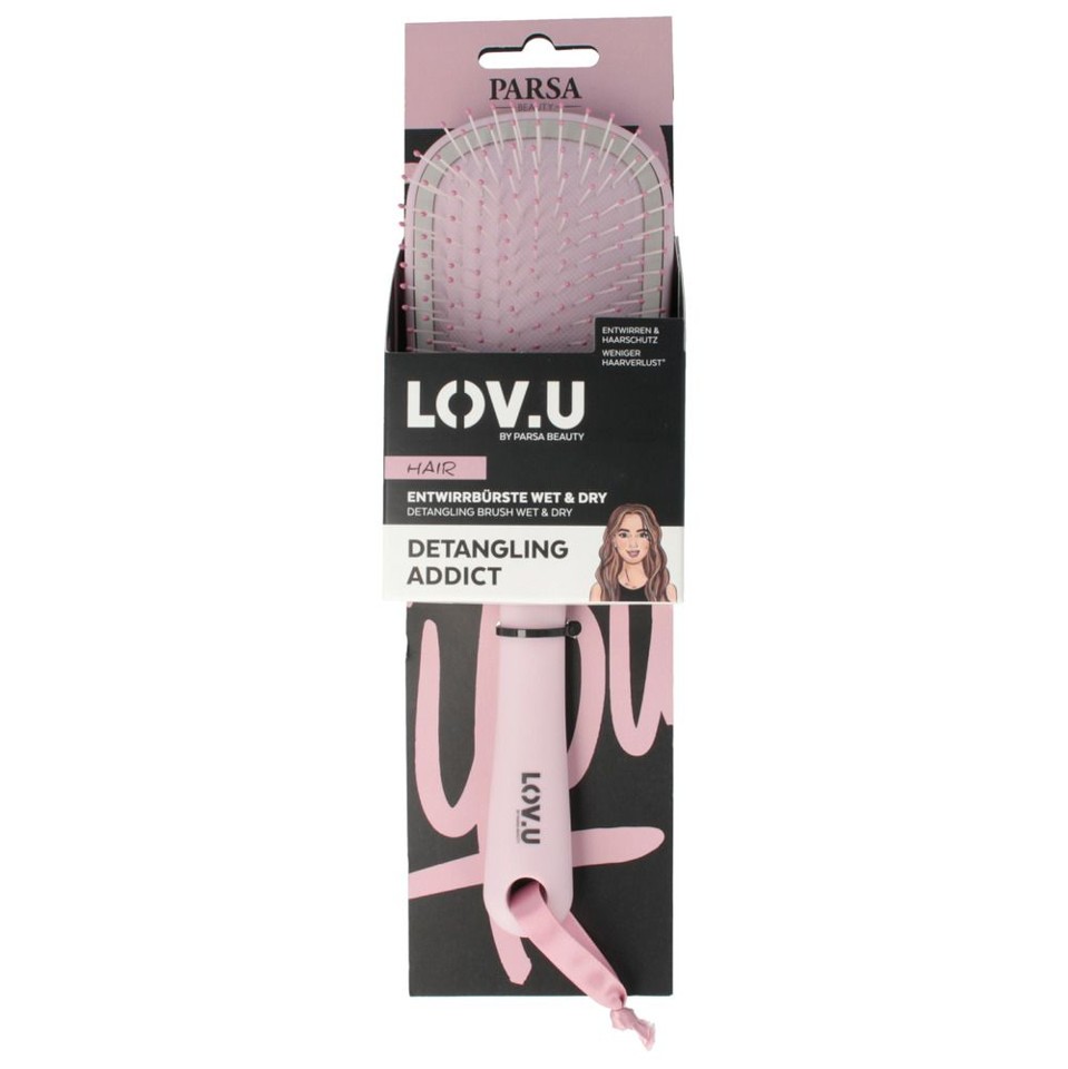 Parsa - LOV.U W&D Detangling Brush Pink - Hårbørste