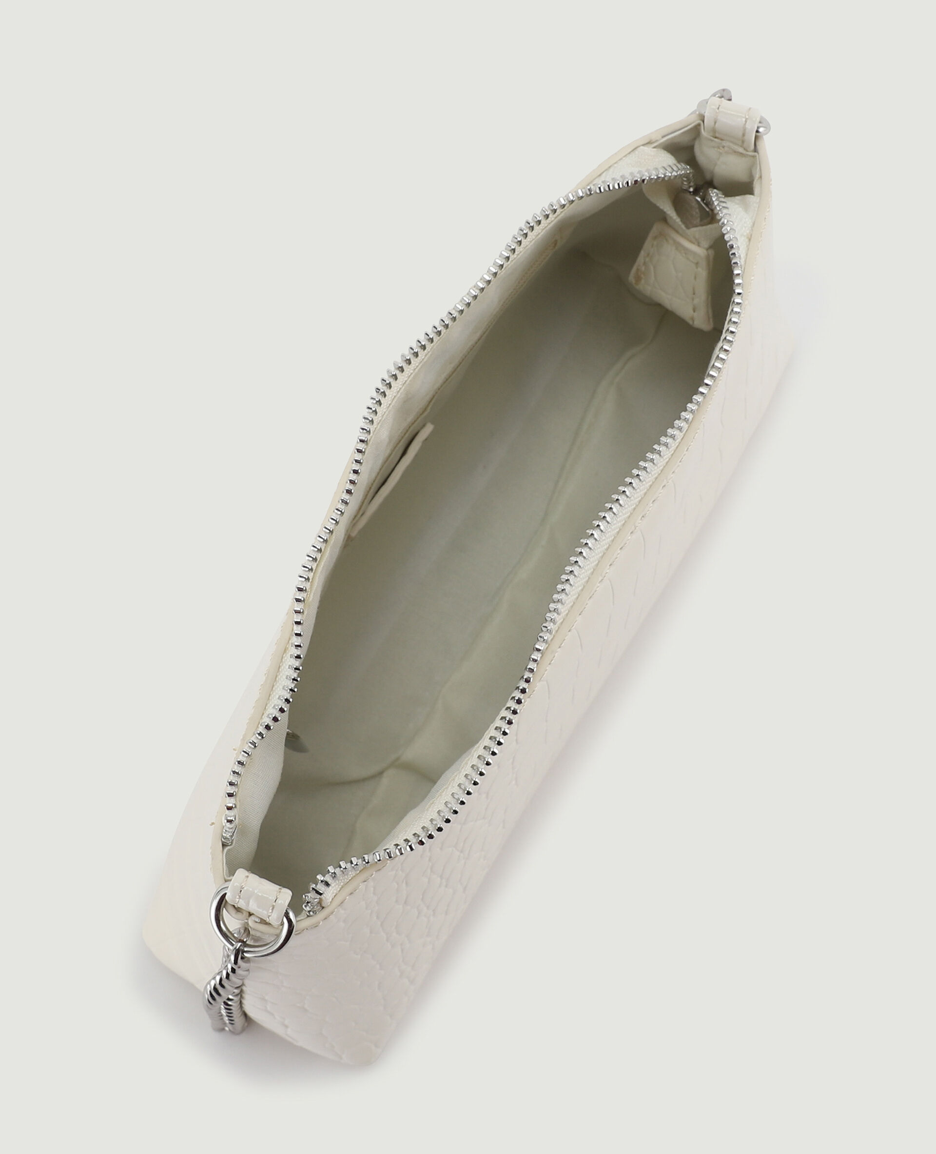 Sac pochette effet croco verni - Blanc