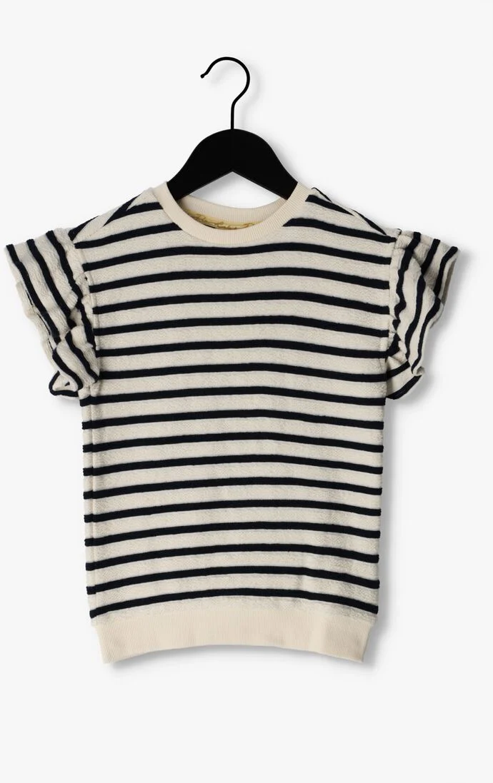 LIKE FLO blauw/wit gestreepte like flo t-shirt yd jacquard top