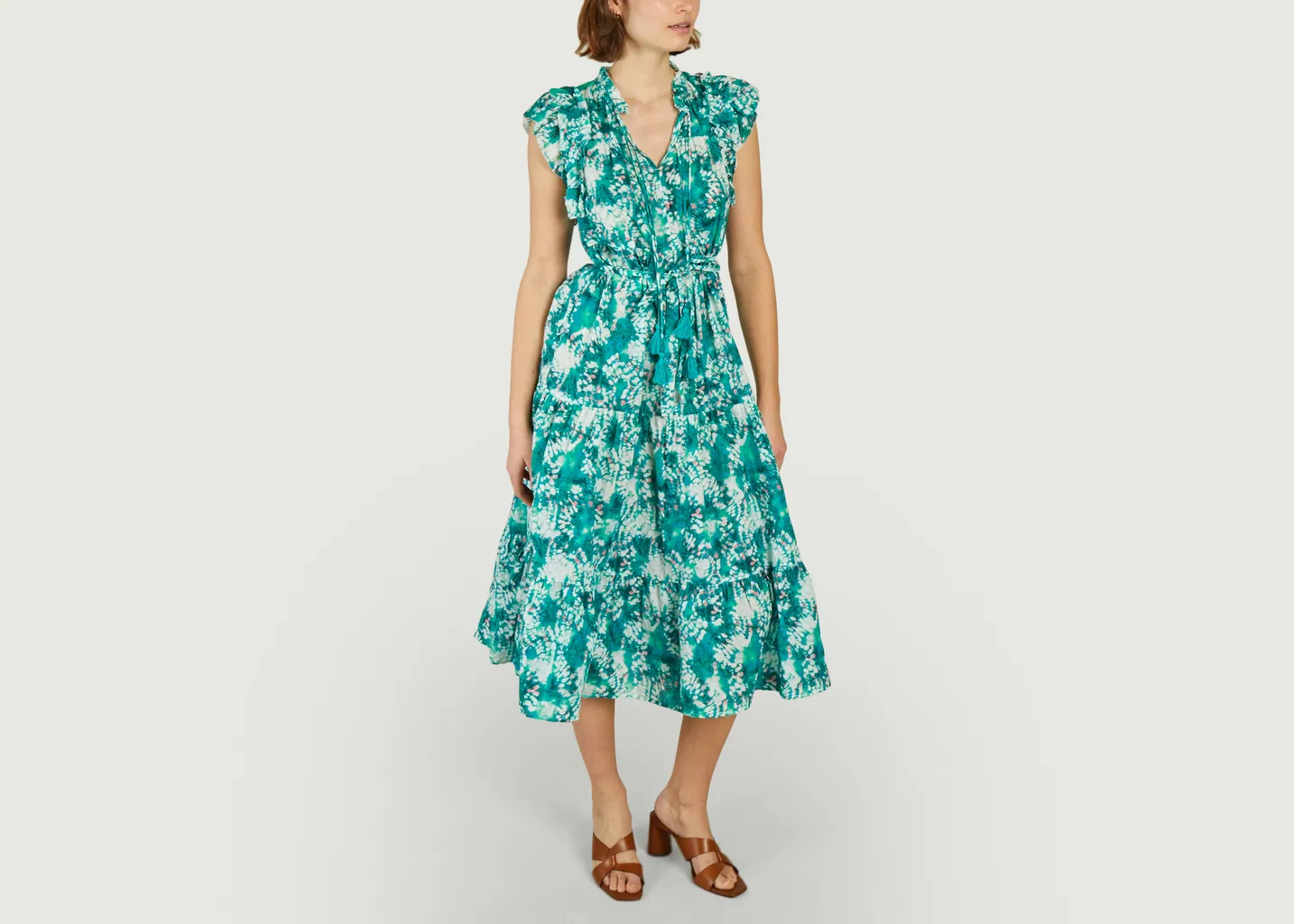 Robe midi imprimée en coton Calipso Suncoo