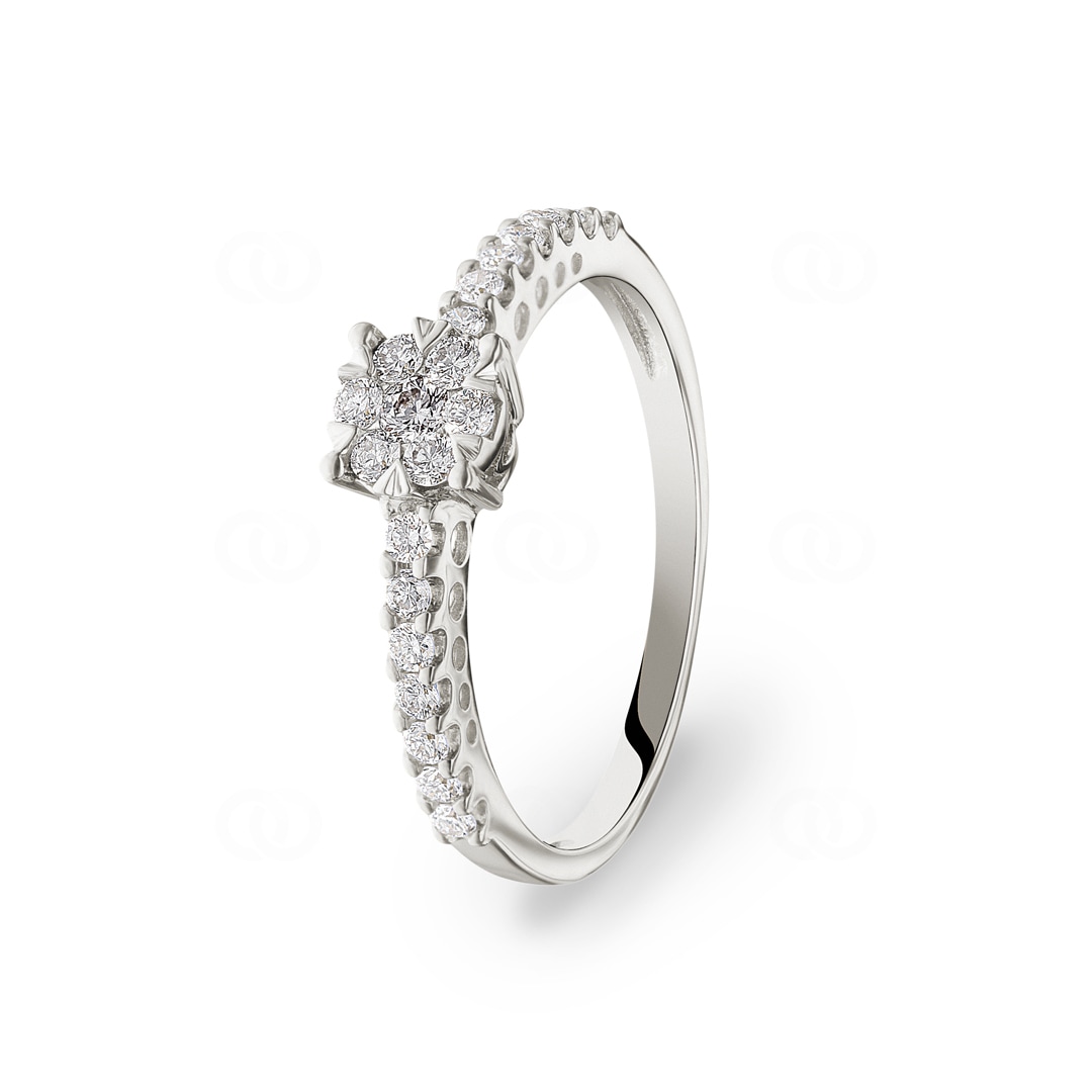 Verlobungsring 750/18 K Weissgold mit Diamanten 0.33 ct H/si