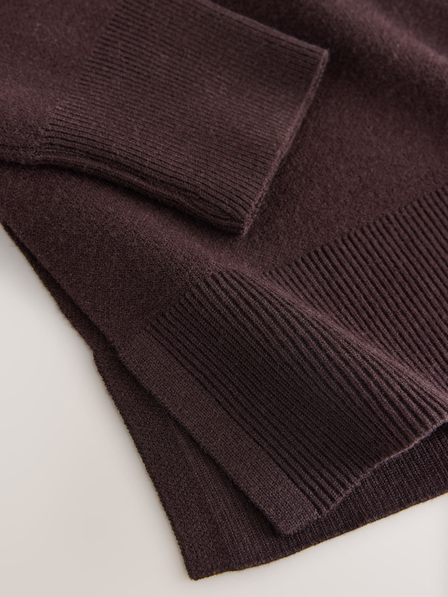 Chocoladebruin - Half Zip Knitted Jumper