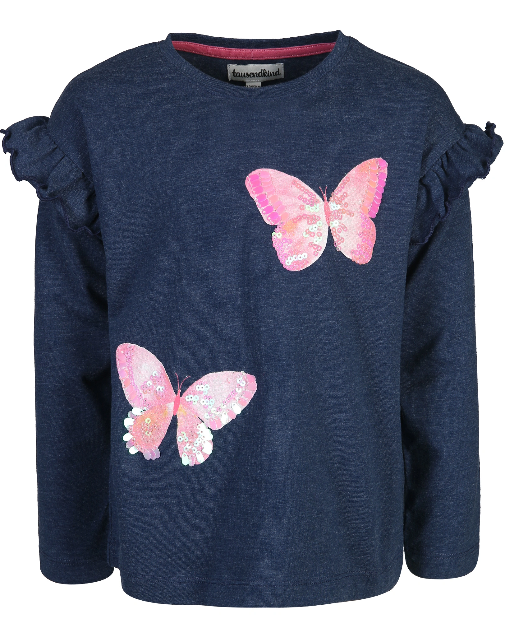 Langarmshirt ROSA SCHMETTERLING in blau melange