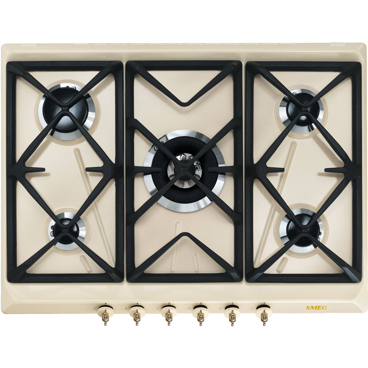 Gasskokeplate med brytere på framsiden 70 cm, Creme