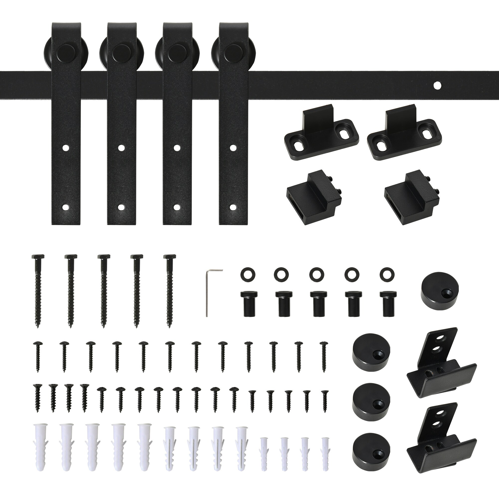 HOMCOM Schiebetürsystem Geeignet für Schrank, TV-Stände und mehr, Schiebetür-Kit, Geeignet für verschiedene Türpaneele Schwarz 183 x 0,6 x 18 cm (BxTxH)