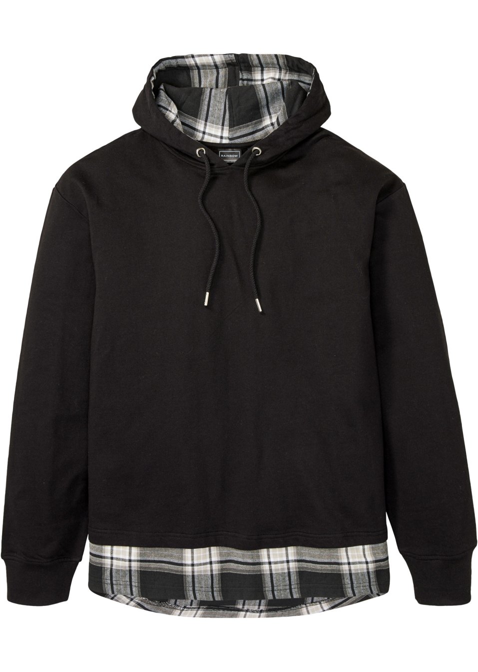 Sweat à capuche avec empiècement et coton bio, Loose Fit