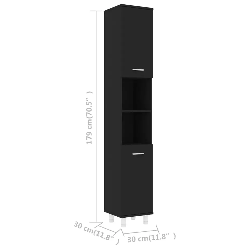 vidaXL - Badkamerkast - Zwart - Bewerkt hout
