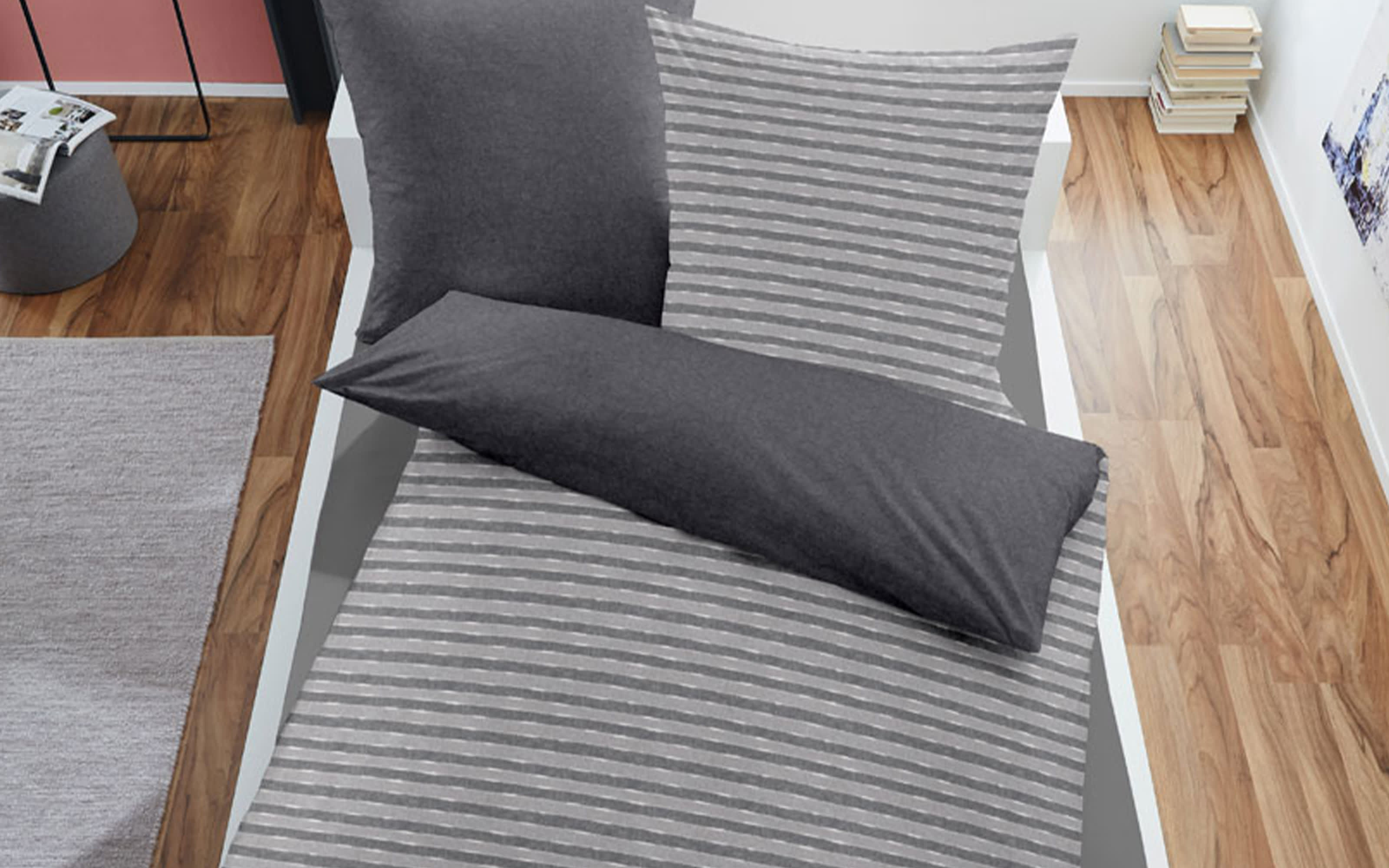 Bettwäsche Flanell, silber/anthra, 135 x 200 cm
