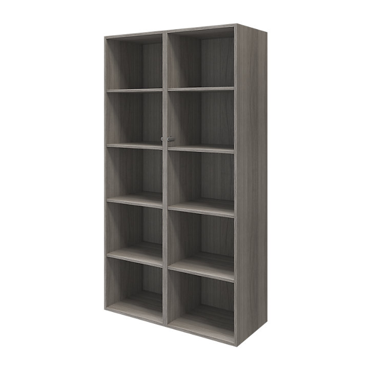 Meuble de rangement portes battantes vitrées et tiroirs effet chêne grisé GoodHome Atomia H. 187,5 x L. 100 x P. 47 cm