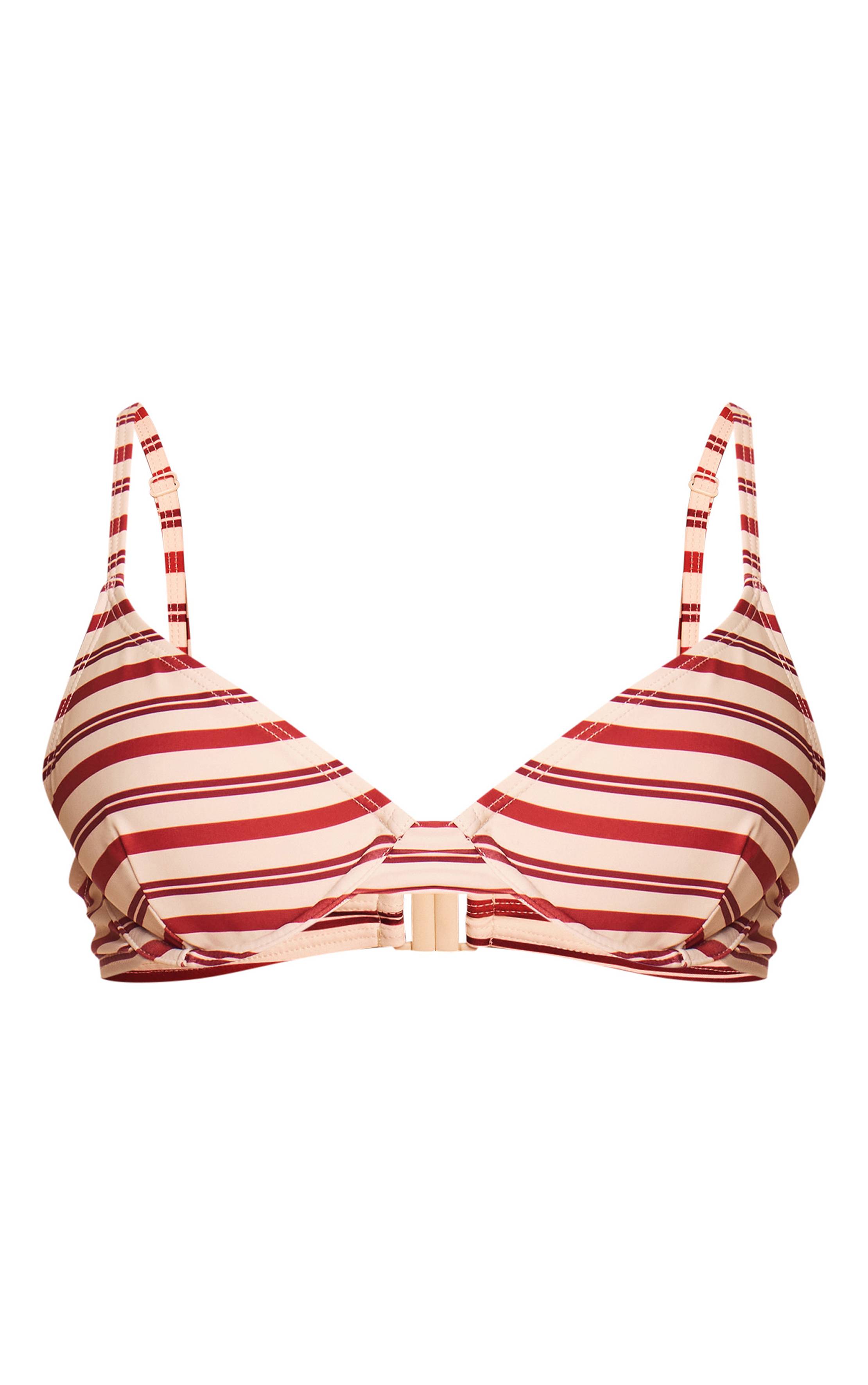 Rouge Haut De Bikini À Armatures À Rayures